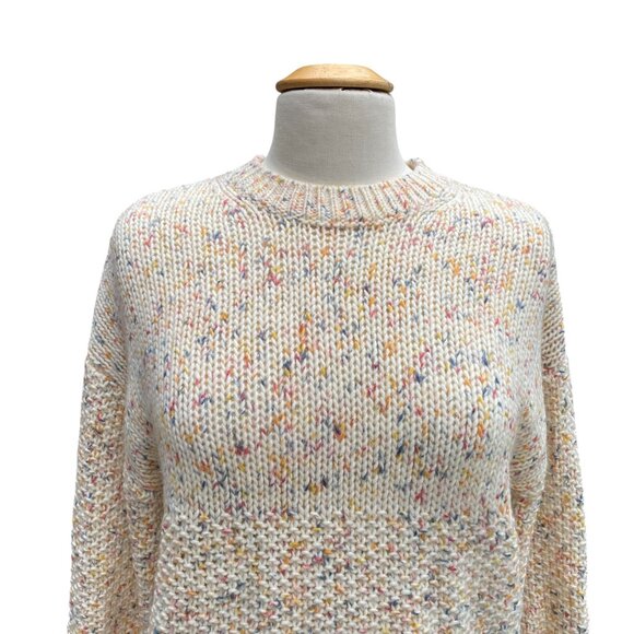 Gap Chunky Wool Rainbow Confetti Sweater Wm Sz M Pastel Mixed Stitch Feminine - Picture 6 of 11